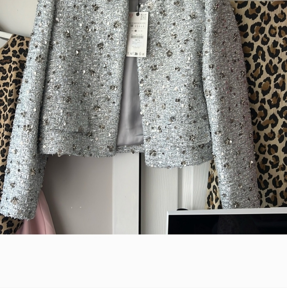 Zara silver tweed blazer - Picture 3 of 4